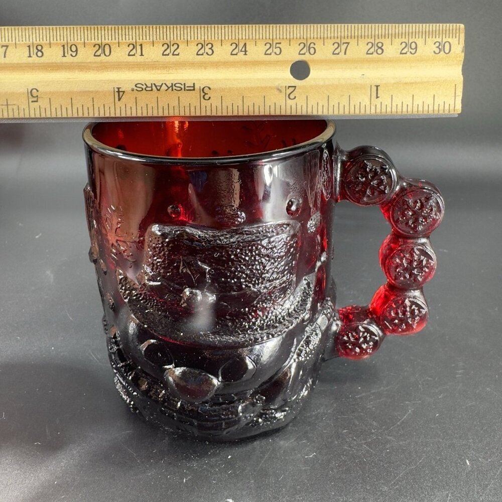 Luminarc Arcoroc Ruby Red Thick Heavy Glass Mug Cup Set Manganese 365nm UV Glow - Picture 9 of 13